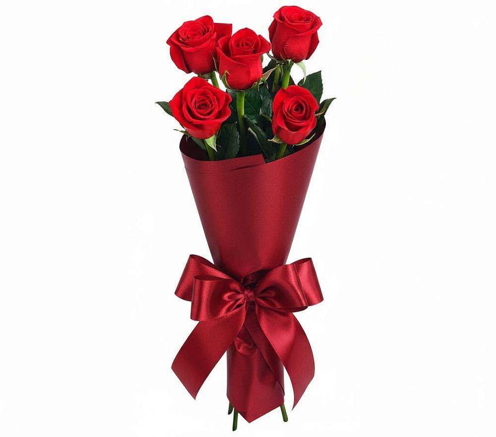 Букет 5 Красных роз Эдлесс Лав в Рыбное 