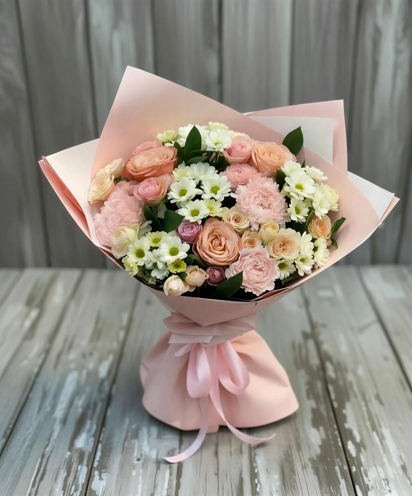 Букет цветов из: Гвоздики, Розы и Хризантемы в Рыбное 