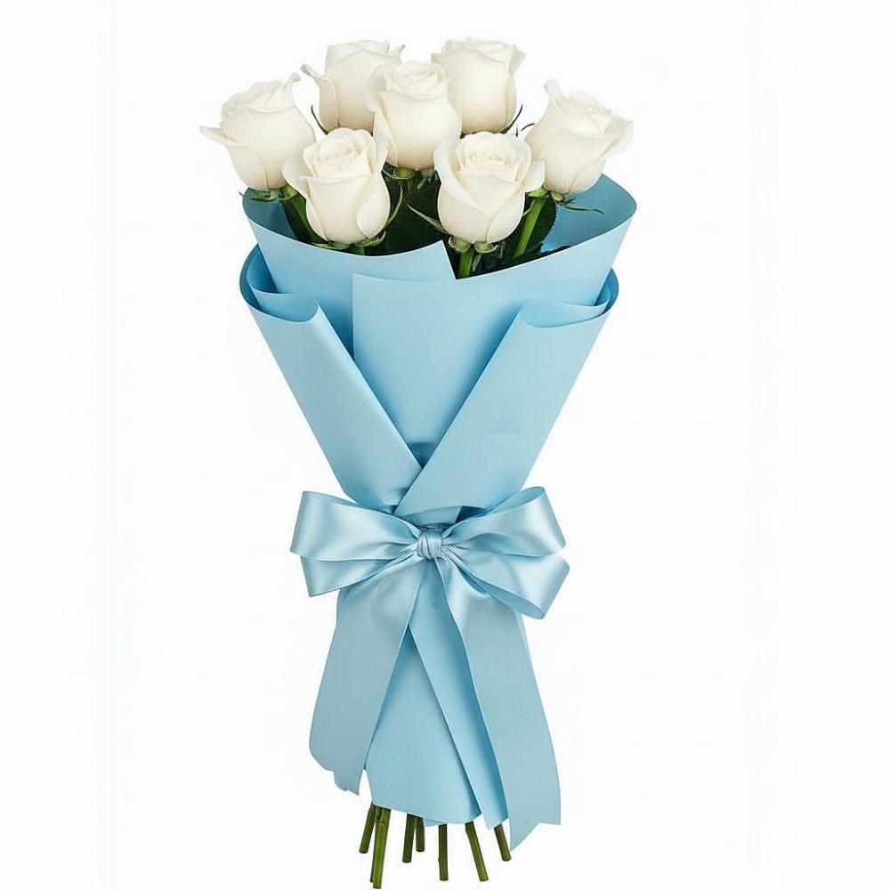 Букет 7 белых роз Проуд в Рыбное 