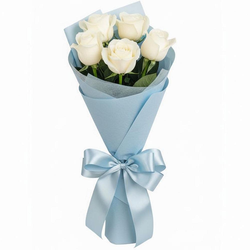 Букет 5 Белых роз Проуд в Рыбное 
