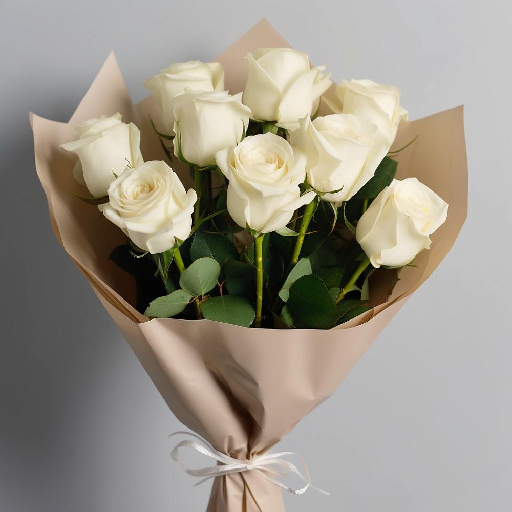 Букет 9 Белых роз Эдлесс Лав в Рыбное 