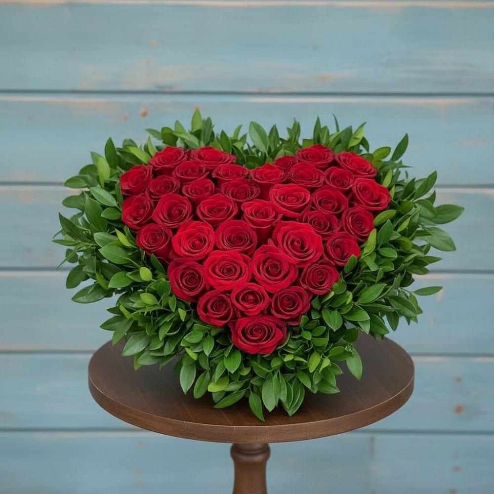 Цветочная композиция из Розы в виде сердца в Рыбное 