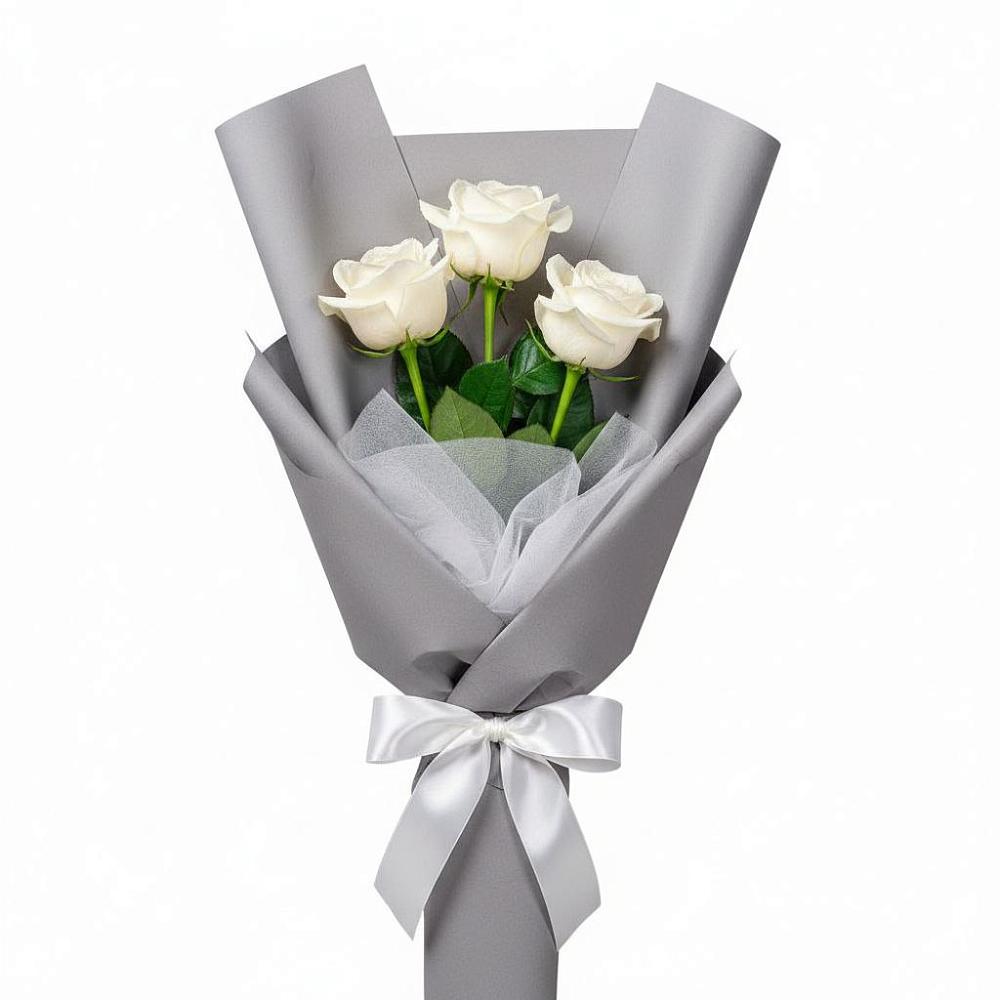 Букет 3 белые розы в Рыбное 