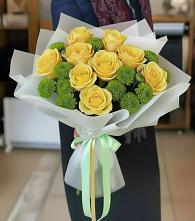 Букет цветов из:  Хризантемы и Розы в Рыбное 