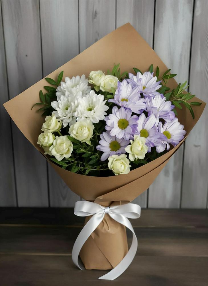 Букет цветов из: Хризантемы и Розы в Рыбное 