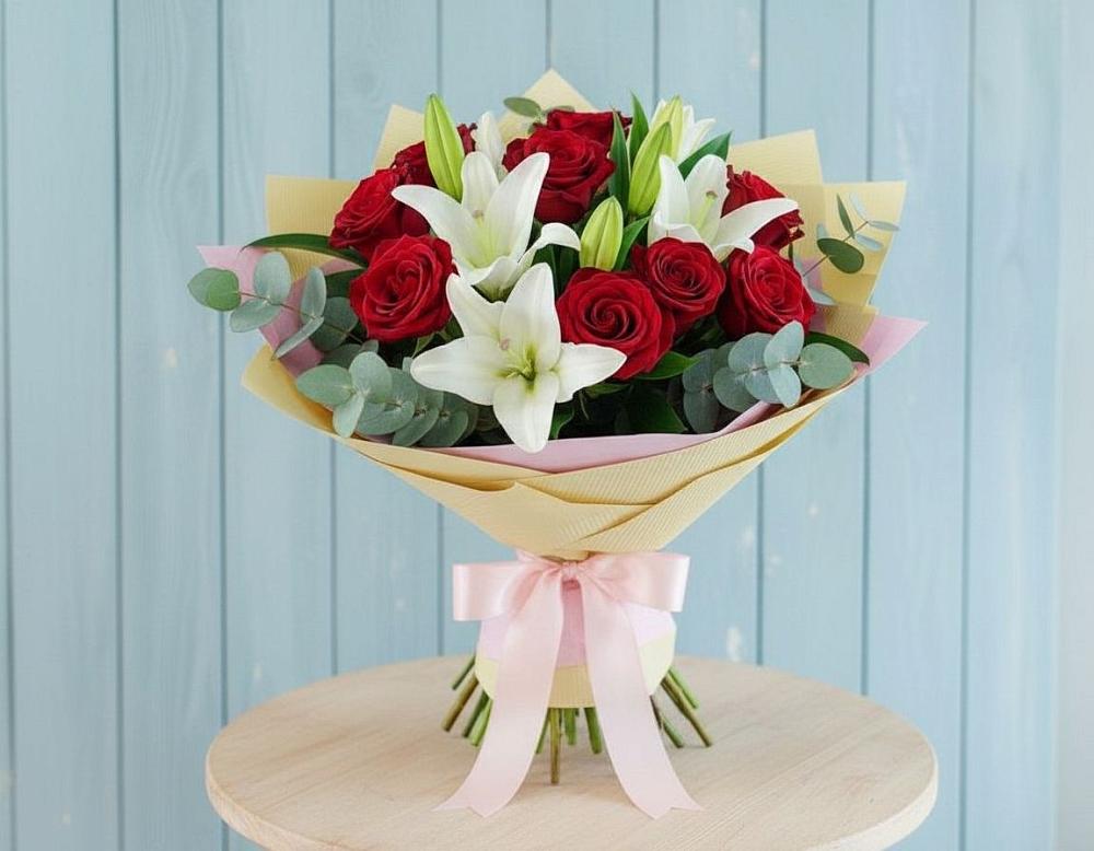 Букет цветов из: Лилии и Розы в Рыбное 